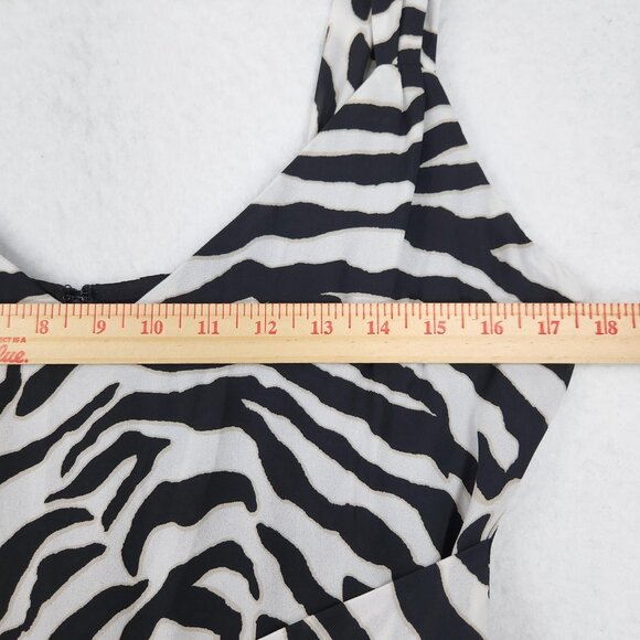 WHBM Jumpsuit Womens 8 Black White Zebra Print Wide Leg Belted Sleeveless Casual - Picture 5 of 14